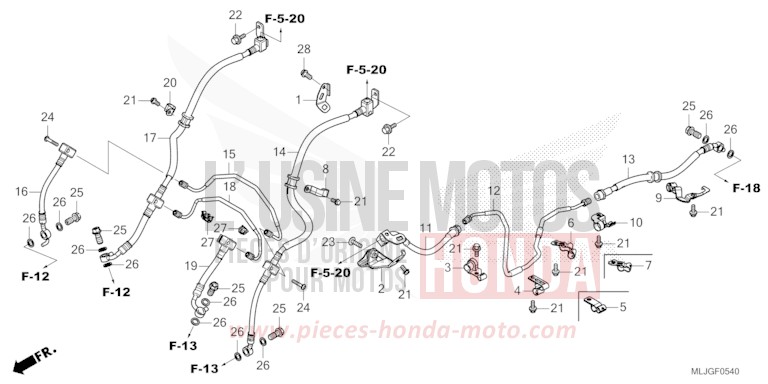 FLEXIBLE DE FREIN/TUYAU DE FREIN de Gold Wing GUNMETAL BLACK METALLIC (NHC52) 2026